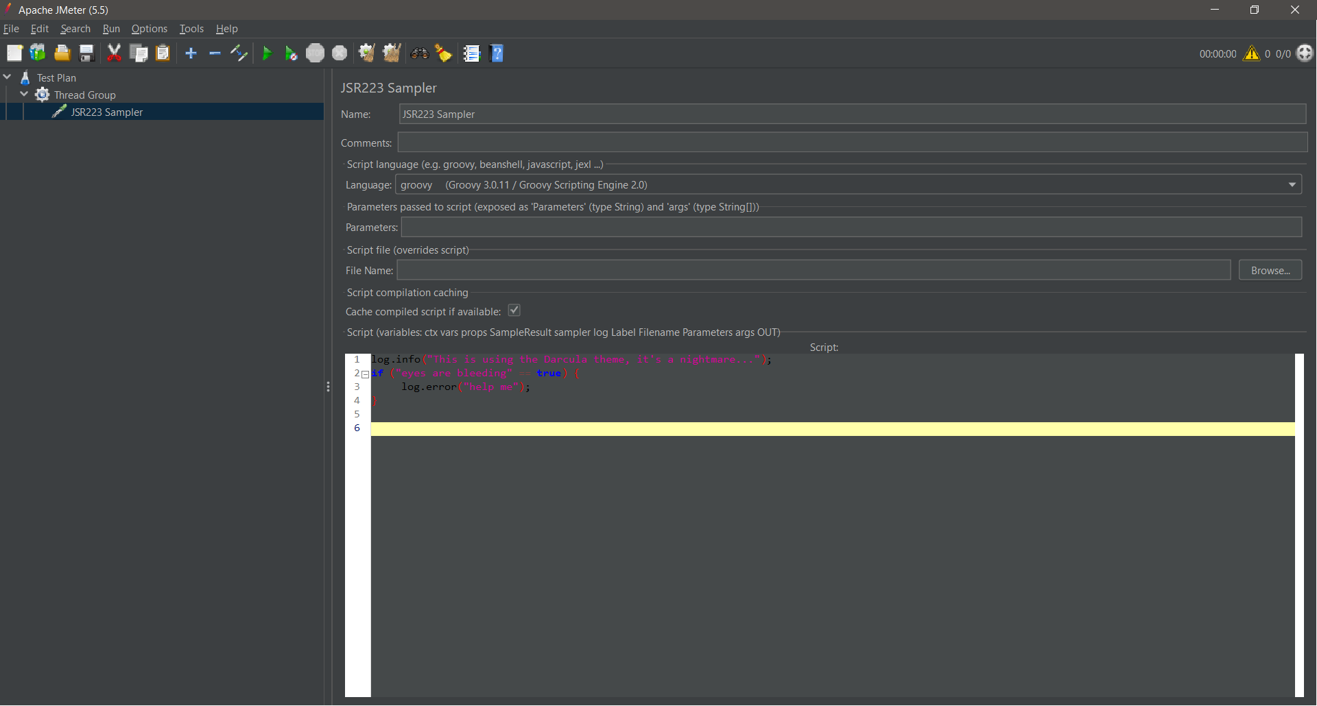 JSR223 Textbox input with Darcula