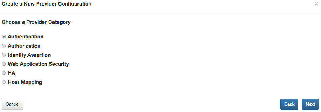 Provider Category Selection